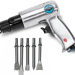 Reso Gratuito Martello pneumatico AirTec 479 Hex 10mm con regolatore di potenza in Kit con 5 scalpelli