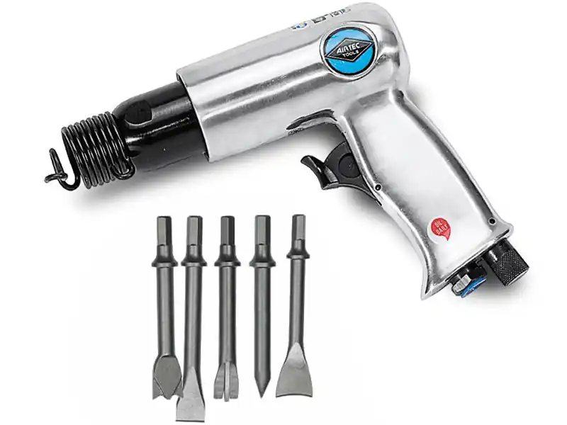 Reso Gratuito Martello pneumatico AirTec 479 Hex 10mm con regolatore di potenza in Kit con 5 scalpelli