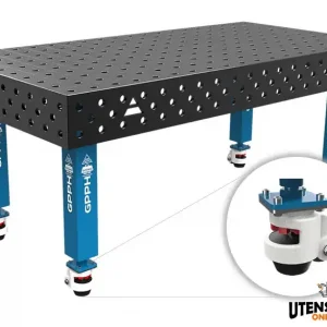 Ultimissimo Modello Banco per saldatura con ruote SteelPlus GPPH 2x1mt spessore 12mm, fori 16mm griglia 100x100mm
