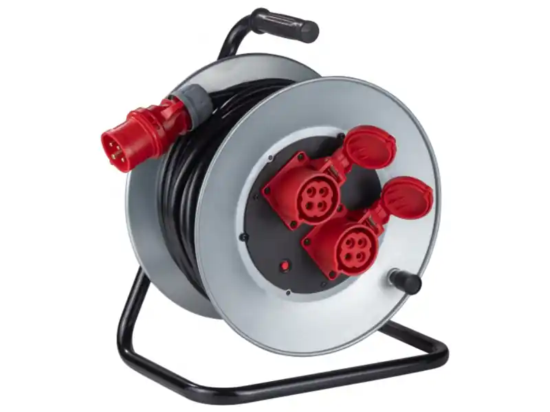 Avvolgicavo manuale Zeca 3527 con spina e 2 prese rosse CEE 16A 3P+T, 30 metri Offerta Lampo