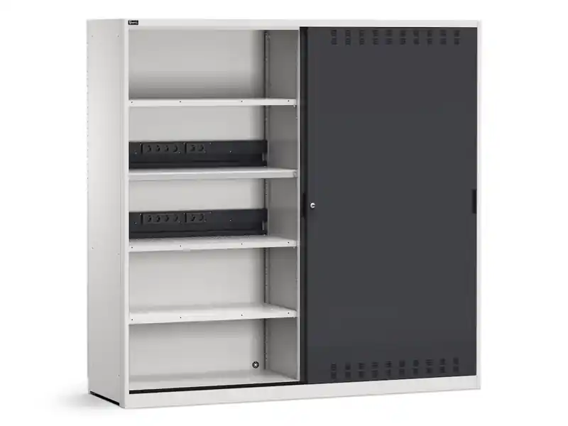 Compra Online Armadio officina Fami Perfom 2040x650x2000mm con ante scorrevoli fessurate e impianto elettrico