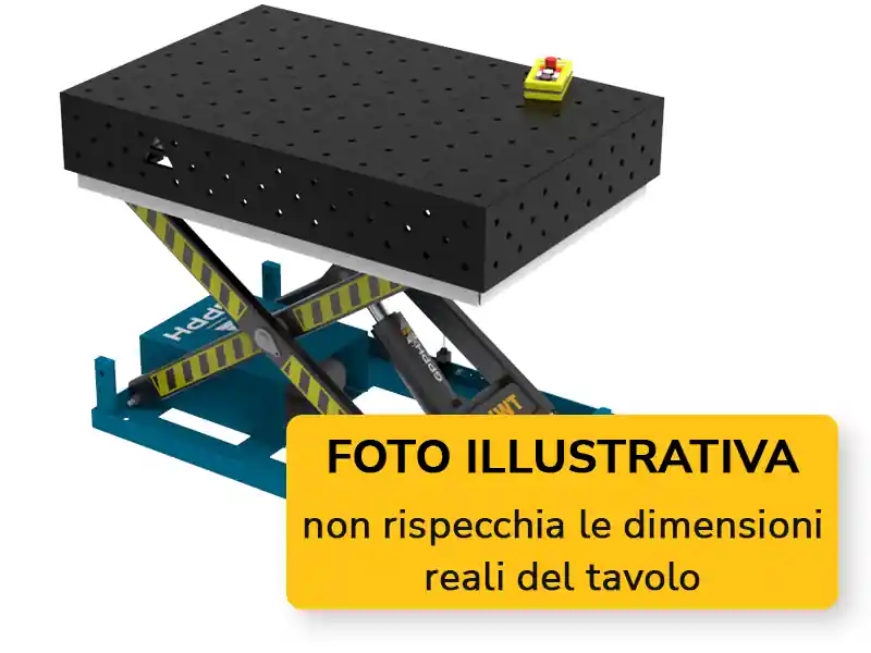 Banco per saldatura SteelPlus idraulico GPPH 1x0,6mt spessore 12mm, fori 16mm Non Perdere