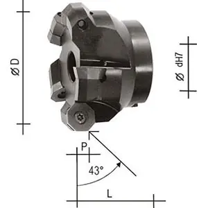 Prezzo Basso Fresa per spianatura 43° Z4 D.50 attacco D.22 per inserti ISO ODH0605