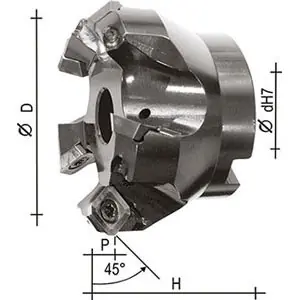 Fresa per spianatura 45° Z6 D.100 attacco D.32 per inserti ISO SEHT1204AFTN Affare