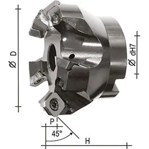 Fresa per spianatura 45° Z5 D.63 attacco D.22 per inserti ISO SEHT13T3AGSN Compra Oggi Stesso