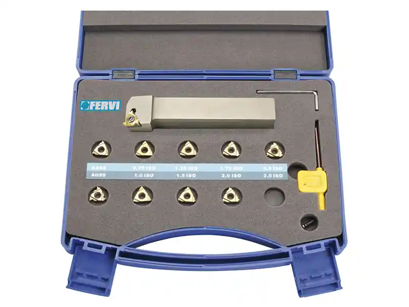 Novità Assortimento 15 utensili per filettatura esterna Fervi KISER 125mm in valigetta