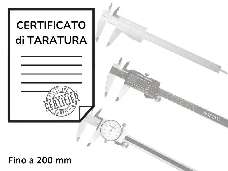 Certificato di taratura ACCREDIA calibri a corsoio doppi becchi esterni fino 200mm Vendita Finale