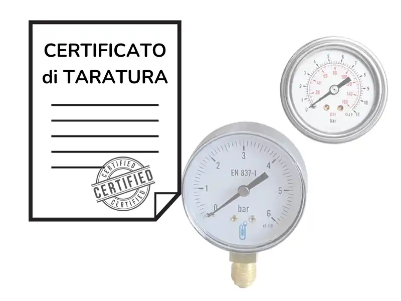 Saldi Certificato di taratura ACCREDIA su un ciclo per manometri e trasduttori