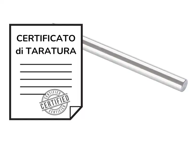 Reso Gratuito Certificato di taratura ACCREDIA spine calibrate incertezza di misura 1 + 3