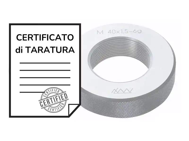 Novità Certificato di taratura ACCREDIA calibri cilindrici filettati diametro 10-100mm