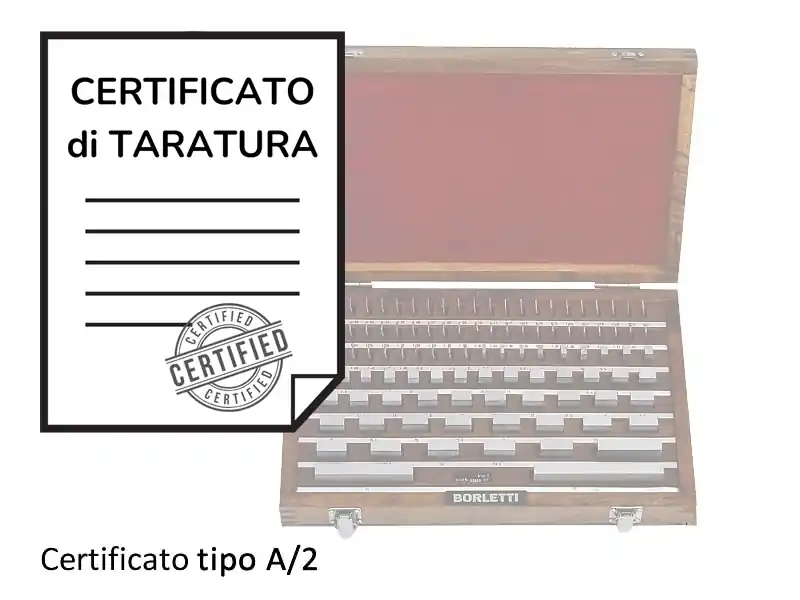 Certificato di taratura ACCREDIA tipo A/2 blocchetti pianparalleli 0.5-100mm Economico