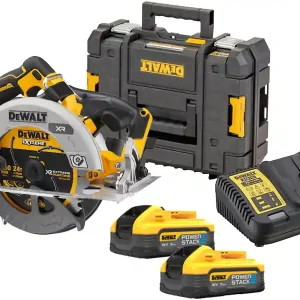 Più Venduto Sega circolare DeWalt DCS573 190mm in kit con 2 batterie 5,0Ah Powerstack