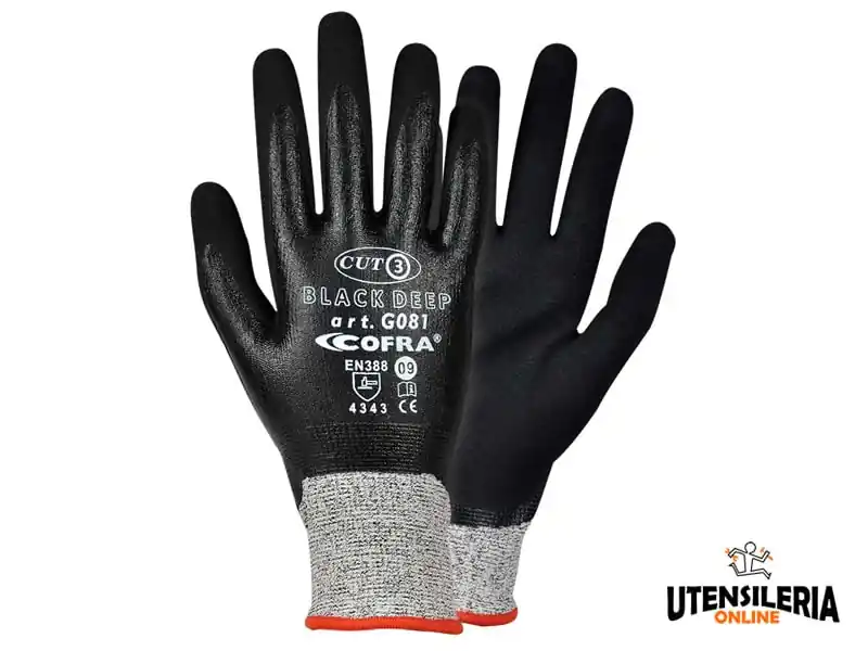 Economico Guanti BLACK DEEP in nitrile categoria II protezione dal taglio Cofra (12paia)