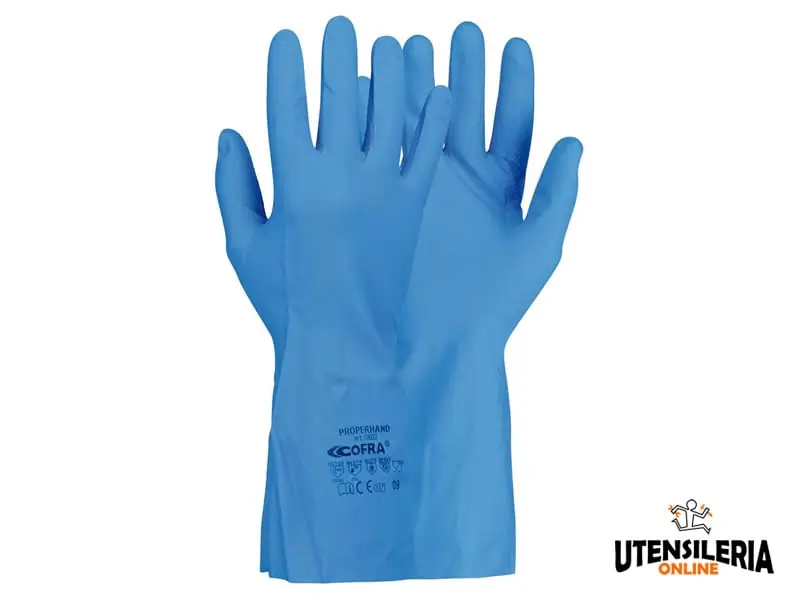 Promozione Esclusiva Guanti PROPERHAND Cofra in nitrile protezione chimica categoria III (12paia)