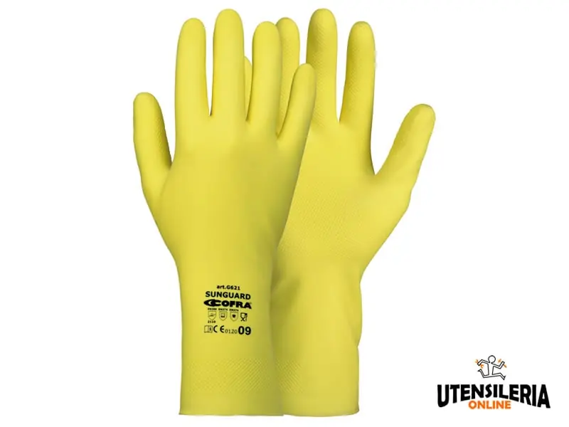 Più Venduto Guanti SUNGUARD Cofra in lattice protezione chimica categoria III (12paia)