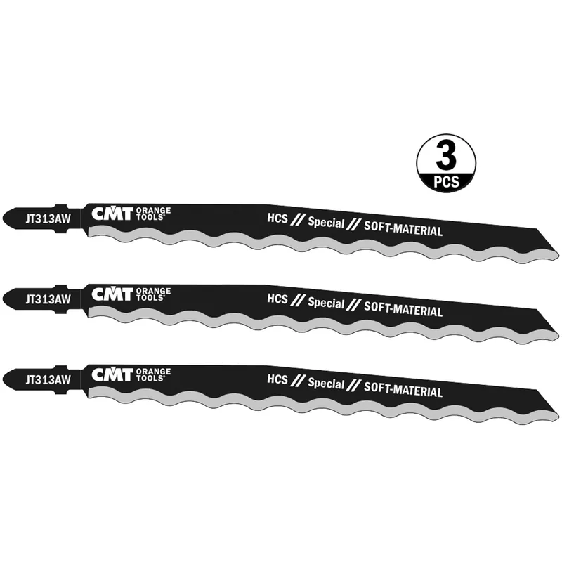 Set 3 Lame Taglio Cartone e Materiali Soft CMT per Seghetto Alternativo Rettificate Ondulate JT313AW Promozione Esclusiva