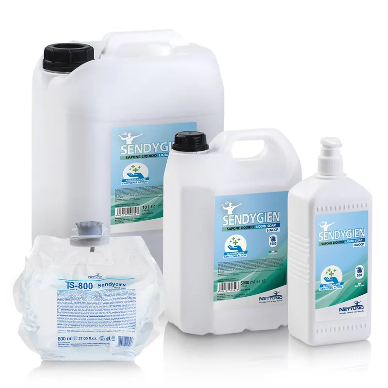 Sapone Liquido Igienizzante NETTUNO Detergente con OPP Antibatterico con Emollienti per Uso Frequente PH 6.2 per Industria Alimentare HACCP e Ristorazione modello SENDYGIEN Popolare