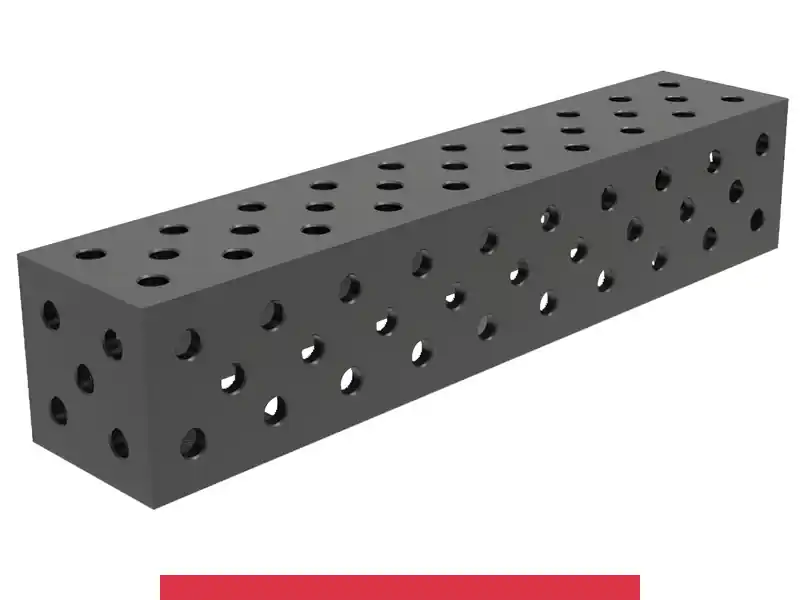 Popolare Blocco di collegamento 1000x200x200mm SteelMax GPPH, spessore 15mm, fori 28mm griglia diagonale
