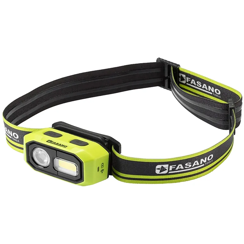 Quantità Limitata Lampada da Testa Frontale a Doppio LED FASANO TOOLS con Sensore Contactless Ricaricabile USB FG 213/L480