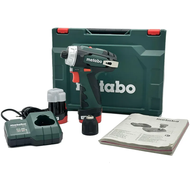 Di Tendenza Trapano Avvitatore a Batteria 12V METABO Coppia Max 34Nm Doppio Mandrino 1-10mm e 1/4″ Esagonale modello PowerMaxx BS Basic