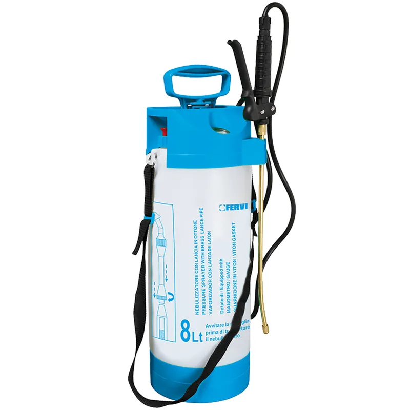 Nebulizzatore per Giardinaggio 8 Litri FERVI Lancia in Ottone, Manometro Integrato e Guarnizioni in FPM articolo 0303 Reso Gratuito