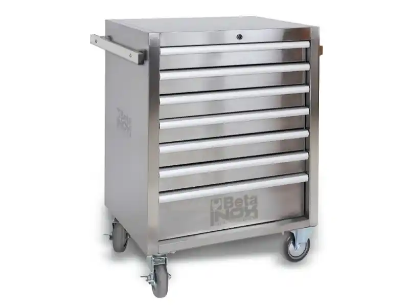 Beta carrello INOX porta attrezzi mobile C04TSS a 7 cassetti in acciaio e ruote antitraccia Super Prezzo