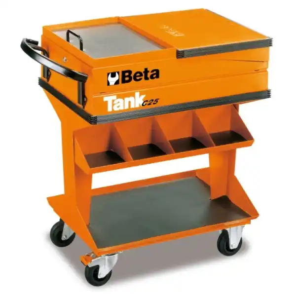 Carrello arancio Tank C25 Beta vuoto con mensola e coperchio ribaltabile Offerta