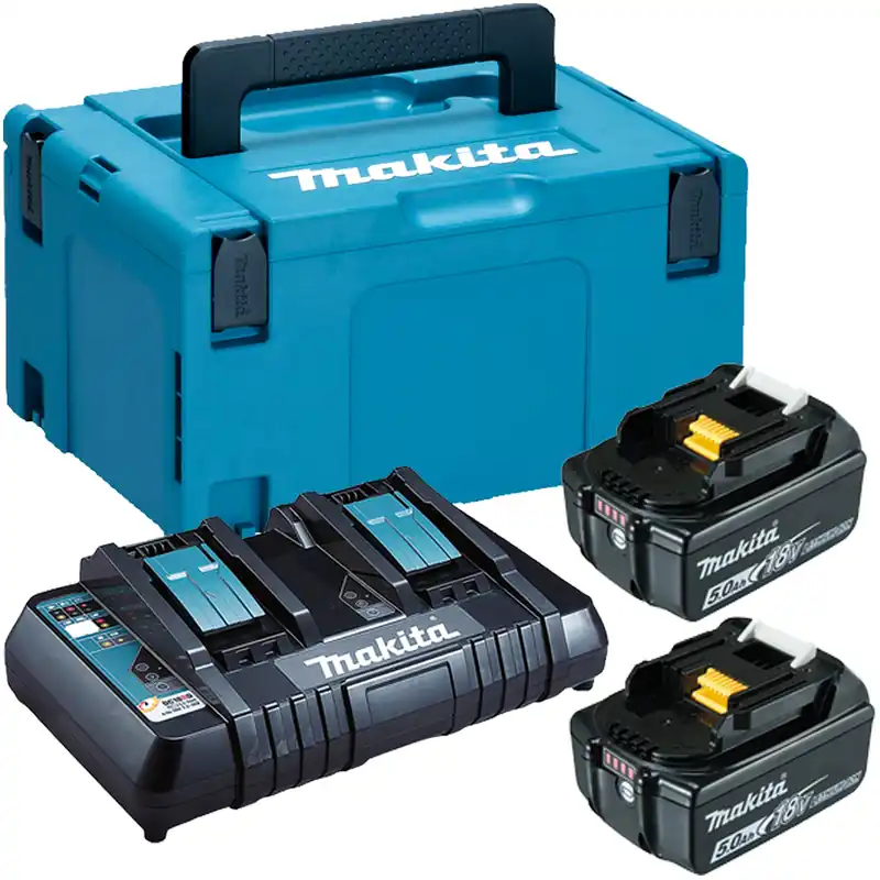 Energy Pack 18V MAKITA Kit 2 Batterie 5.0Ah BL1850B + Caricabatterie Doppia Postazione + Valigetta MakPac modello 197629-2 Ultima Occasione
