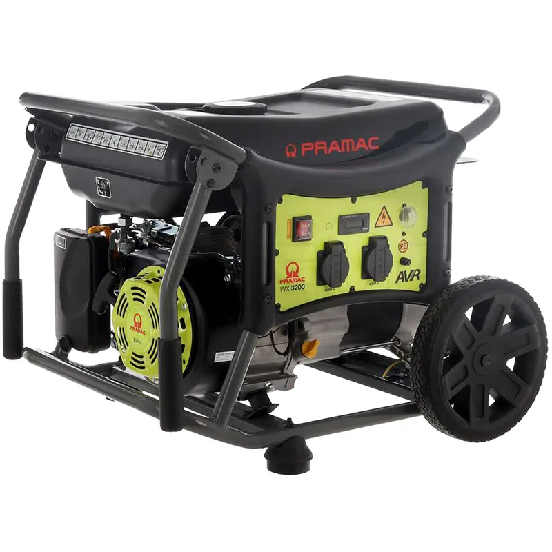 Offerta Generatore di Corrente Monofase 3,0 kW a Benzina PRAMAC Motore 4 Tempi AVR Portatile Avviamento a Strappo Carrellato WX3200