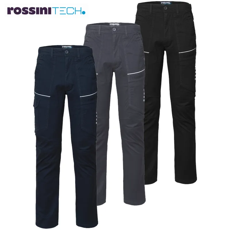 Pantalone Cargo Invernale Multitasche ROSSINI in Cotone Twill Elasticizzato 340 g/m² con Triple Cuciture al Cavallo per Edilizia, Industria, Logistica modello R-STRETCH Prezzo Scontato