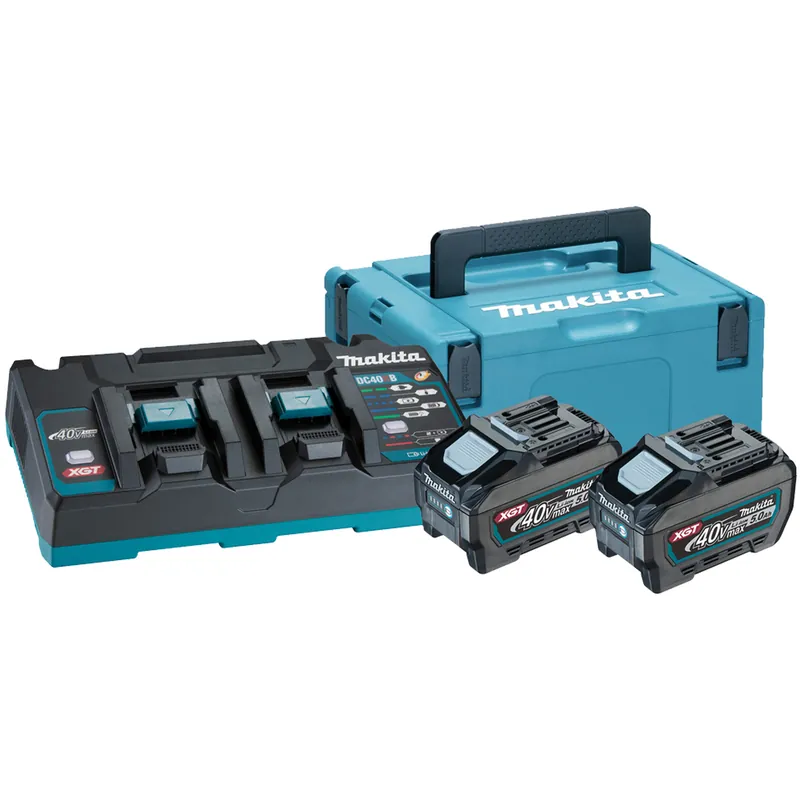 Energy Kit 40V XGT MAKITA 2 Batterie da 5.0Ah e Caricabatterie Doppio con Valigetta MakPac articolo 191U13-9 Ultimissimo Modello