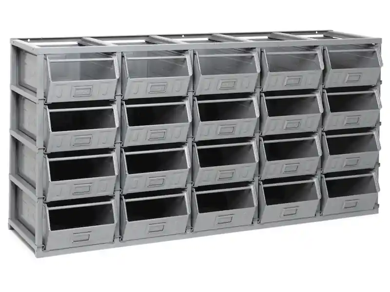 Scaffalatura monoblocco porta minuteria Fami 1765x500x885mm con 20 contenitori Spedito Oggi
