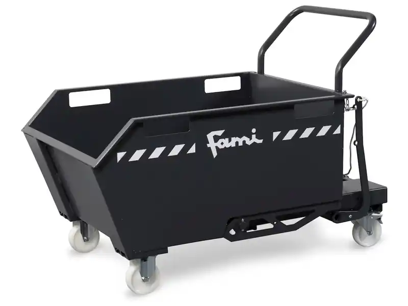 Offerta Benna ribaltabile con ruote Fami 1307x800x953mm trasportabile con muletto, portata 600Kg