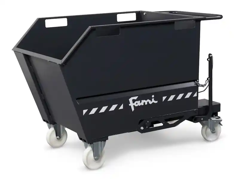 Benna ribaltabile con ruote Fami 1412x800x970mm trasportabile con muletto, portata 1000Kg Prezzo Conveniente