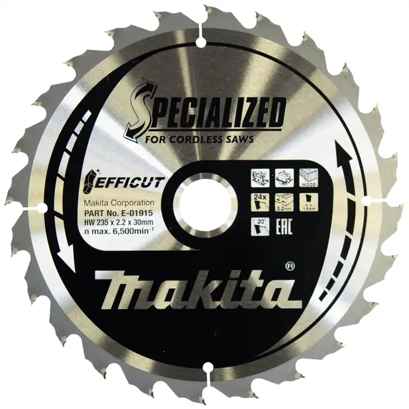Affare Disco da Taglio per Legno Ø235mm MAKITA Lama 24 Denti Ricambio Sega Circolare E-01915