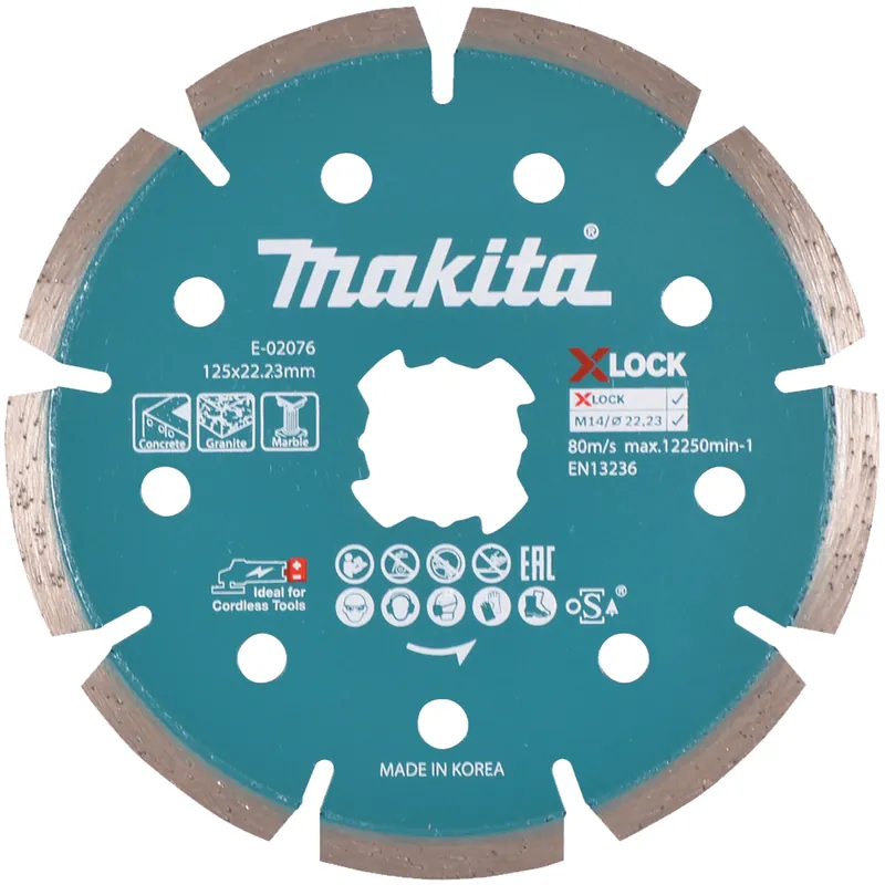 Pagamento Sicuro Disco Diamantato Ø125mm a Settori MAKITA X-LOCK per Smerigliatrice Taglio Calcestruzzo Granito Marmo E-02076