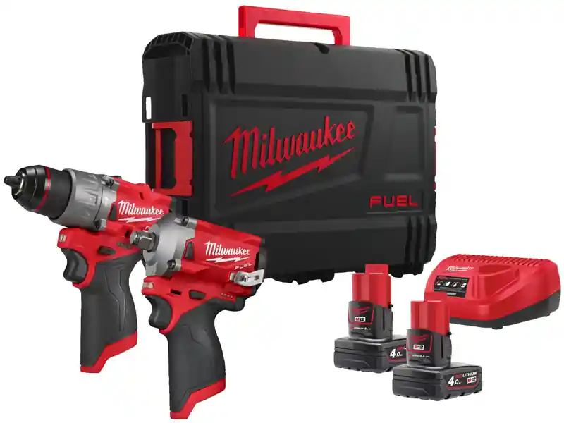 Prezzo Di Fabbrica Kit Milwaukee 12V Trapano FPD2 + Avvitatore impulsi FCIWF12G3 con 2 batterie e caricabatterie