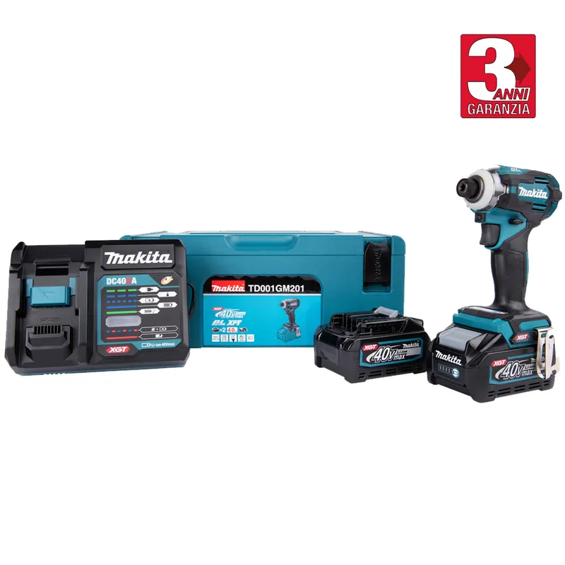 Consegna Rapida Avvitatore a Impulsi Attacco 1/4″ Esagonale a Batteria 40V XGT MAKITA Massa Battente Coppia 220Nm Kit TD001GM201