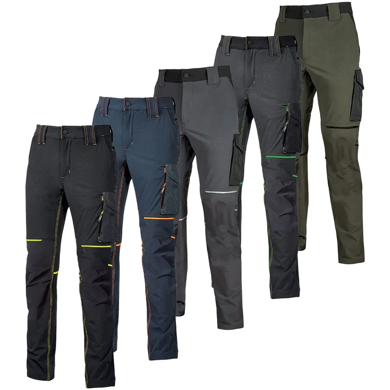 Pantalone Cargo Multitasche Estivo da Lavoro U-POWER Idrorepellente Traspirante in Nylon Ealsticizzato Slim-Fit per Uomo e Donna Unisex modello WORLD Offerta Limitata