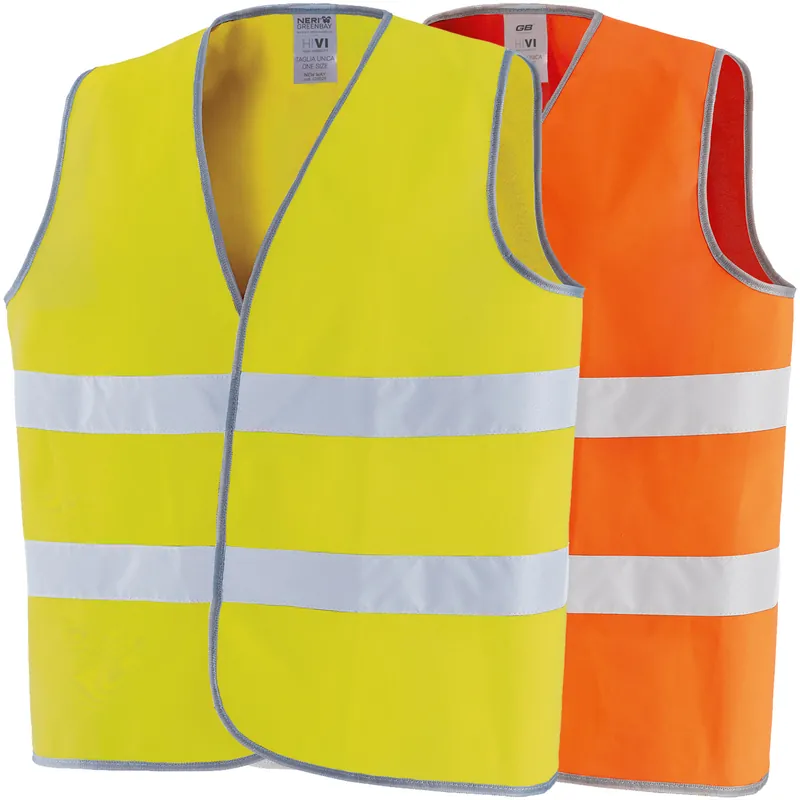 Gilet Smanicato Alta Visibilità NERI Bande Riflettenti DPI Cat. II Lavoro Auto Moto NEW WAY Promo Stagionale