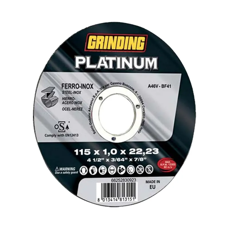 Ultimissimo Modello Dischi da Taglio GRINDING per Smerigliatrici Angolari 115mm per Ferro e Acciaio INOX Serie Platinum Line in Confezione da 25pz