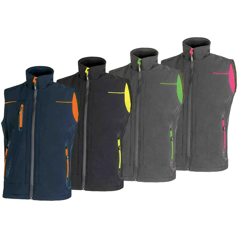 Gilet Smanicato INVERNALE Imbottito da Lavoro U-POWER in Tessuto SoftShell Traspirante Impermeabile Antivento Multitasche per Uomo e Donna Unisex modello UNIVERSE Popolare