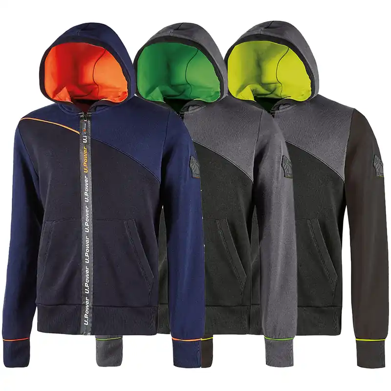Felpa in Cotone con Cappuccio da Lavoro U-POWER Pile Multitasche da Uomo Donna modello JUPITER Promozione