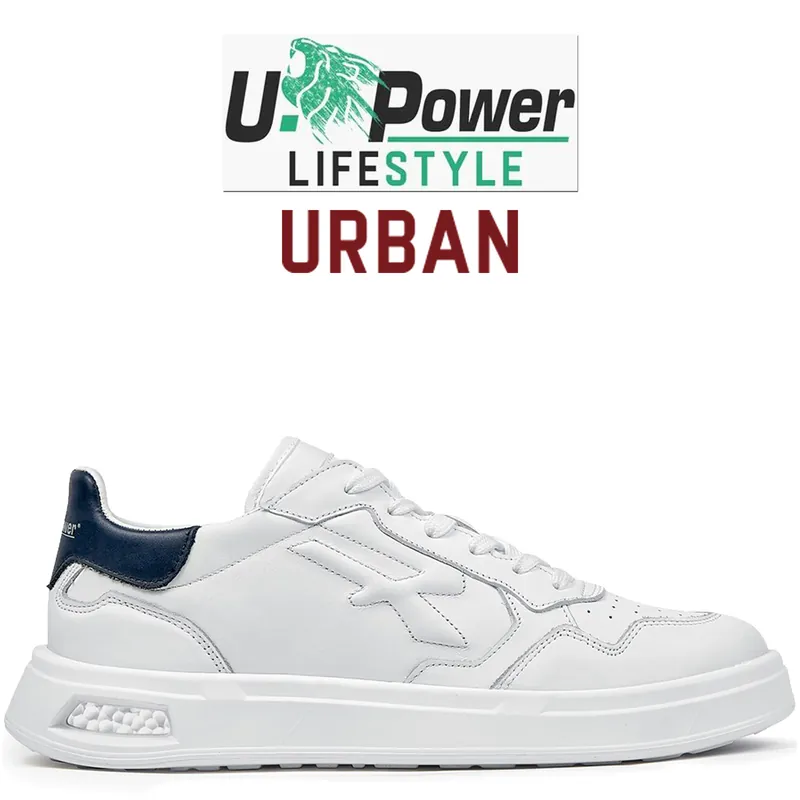 Sneakers Linea URBAN LIFESTYLE di U-POWER Scarpe Antiscivolo Traspiranti in Pelle Bianco/Blu da Uomo Donna modello DRAGOS Super Prezzo