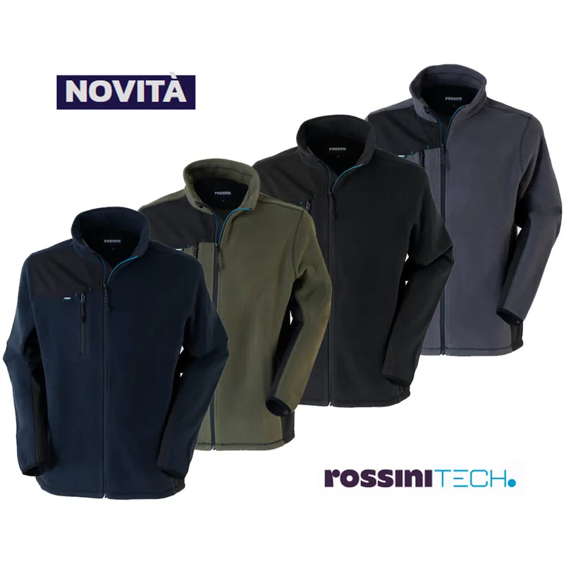 Felpa Invernale a Collo Alto da Lavoro ROSSINI in Tessuto 100% Poliestere Effetto Tricot con Inserti in Softshell Traspiranti Multitasche Chiusura Zip modello RAINOLD Compra Oggi Stesso