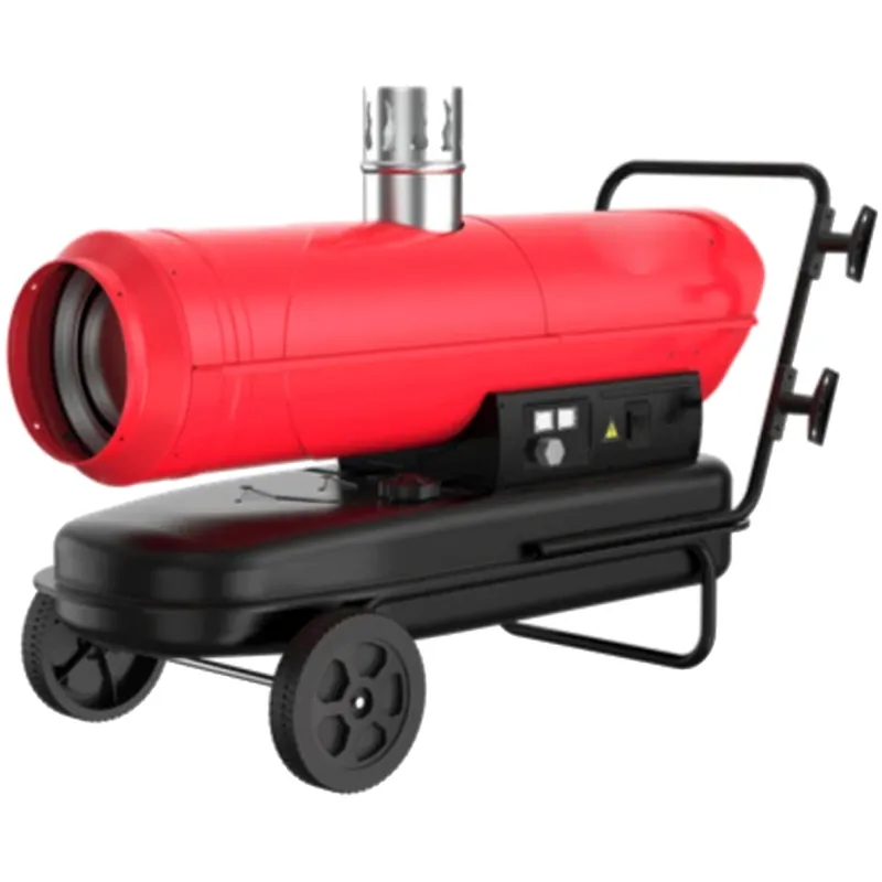 Generatore Aria Calda a Gasolio e Kerosene Indiretto con Potenza 50kW Ideale per Capannoni Officine Ambienti Chiusi Carrellato con Ruote modello HD50l Più Venduto