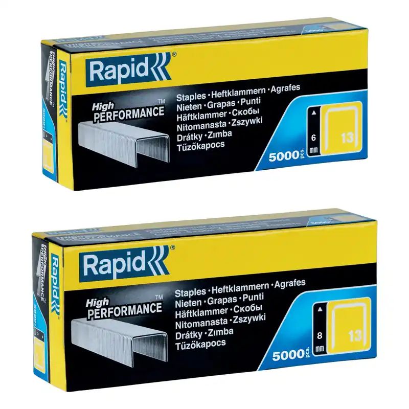 Graffe di Ricambio per Graffatrci RAPID TOOLS in Acciaio Zincato No.13 a Filo Fine da 6mm e 8mm Confezione 5000 pezzi per Tappezzeria Tessuti Etichette Solo Oggi