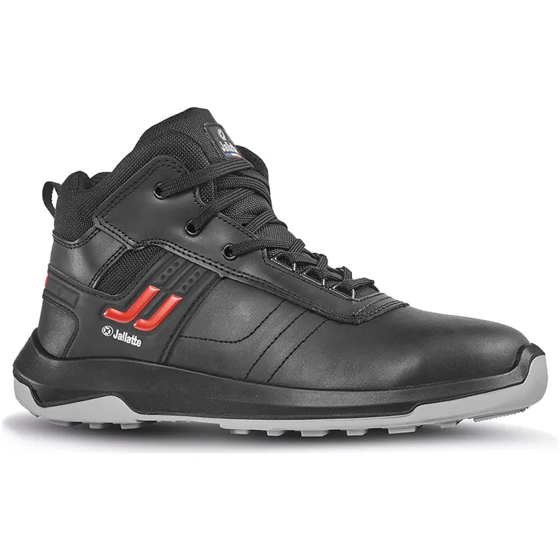 Scarpe Antinfortunistiche Alte a Scaponcino JALLATTE da Lavoro in Pelle Pieno Fiore Nero Idrorepellente da Uomo Donna modello JALPOLYXO S3S CI HRO FO SR Promo Stagionale