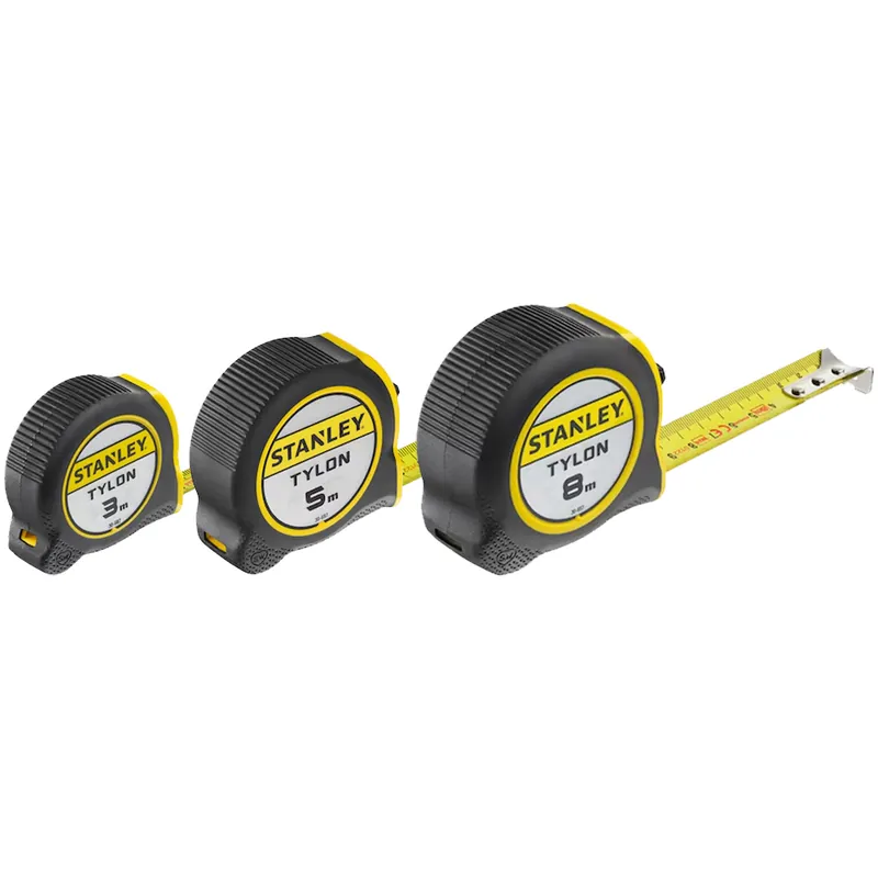 Più Venduto Flessometro Metro a Nastro Professionale STANLEY 3m 5m 8m modello TYLON in ABS Antiscivolo