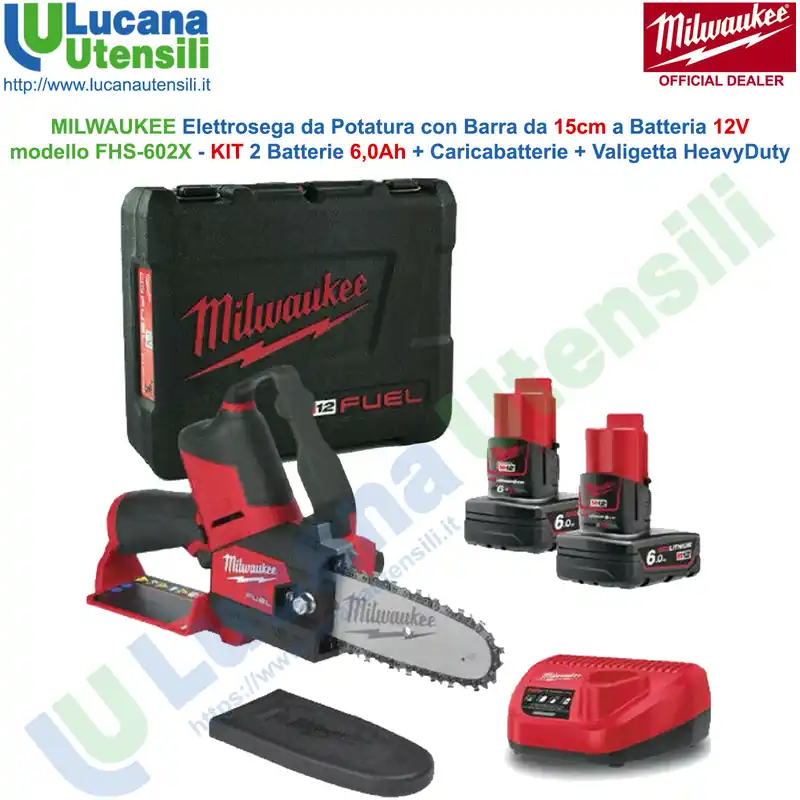 Bestseller Elettrosega per Potatura a Batteria 12V MILWAUKEE Barra 15cm Motosega Professionale M12 FHS-602X